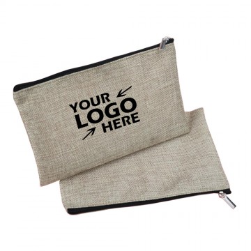 Immitation Jute Zipper Pouch